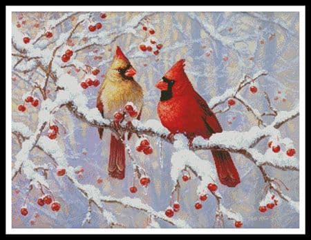 Winter Joy Cardinals by Artecy printed cross stitch chart